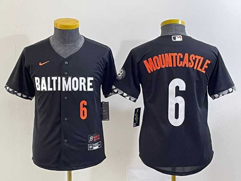 Youth Baltimore Orioles #6 Ryan Mountcastle Number Black 2023 City Connect Cool Base Stitched Jersey->mlb youth jerseys->MLB Jersey